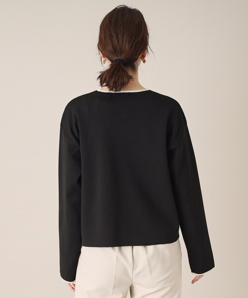 ITS'DEMO（イッツデモ）の「【通勤／手洗い可】配色ニットカーデ（カーディガン/ボレロ・レディース・ライトベージュ/ブラック/オフホワイト・00）」の10枚目の写真