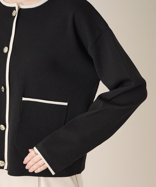 ITS'DEMO（イッツデモ）の「【通勤／手洗い可】配色ニットカーデ（カーディガン/ボレロ・レディース・ライトベージュ/ブラック/オフホワイト・00）」の4枚目の写真