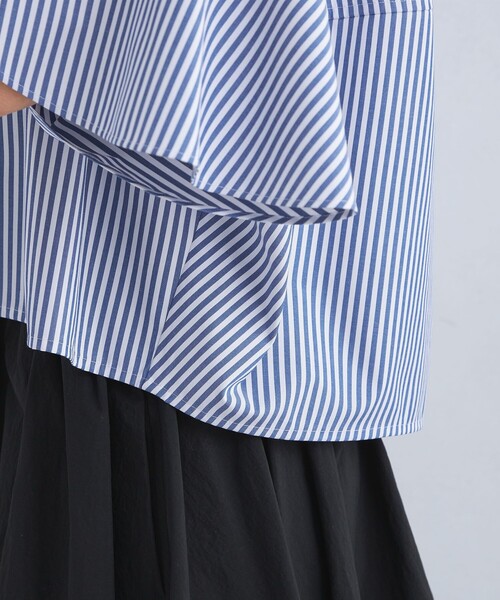 green label relaxing（グリーンレーベルリラクシング）の「フレアスリーブ クロップド シャツ -マシンウォッシャブル・UVカット-（シャツ/ブラウス・レディース・ホワイト/ダークグレー/その他1/コバルトブルー/ベージュ/その他2/ブラック・FREE）」の9枚目の写真