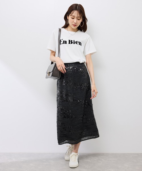 ROPE' PICNIC(ロペピクニック)の「スパンコールアイラインスカート(スカート・レディース・オフホワイト/ブラック・38)」の13枚目の写真