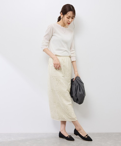 ROPE' PICNIC(ロペピクニック)の「スパンコールアイラインスカート(スカート・レディース・オフホワイト/ブラック・38)」の9枚目の写真
