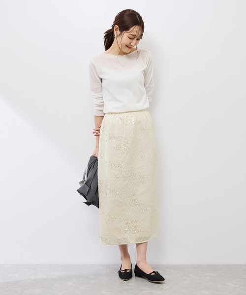 ROPE' PICNIC(ロペピクニック)の「スパンコールアイラインスカート(スカート・レディース・オフホワイト/ブラック・38)」の10枚目の写真