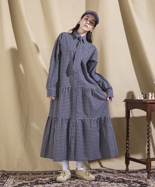 POLO BCS（ポロ ビーシーエス）の「＜POLO BCS/ポロ・ビーシーエス＞別注ネクタイシャツワンピース（ワンピース・レディース・ネイビー/ベージュ・FREE）」の2枚目の写真