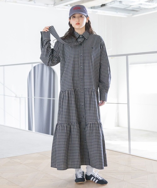 POLO BCS（ポロ ビーシーエス）の「＜POLO BCS/ポロ・ビーシーエス＞別注ネクタイシャツワンピース（ワンピース・レディース・ネイビー/ベージュ・FREE）」の19枚目の写真