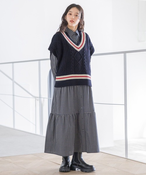 POLO BCS（ポロ ビーシーエス）の「＜POLO BCS/ポロ・ビーシーエス＞別注ネクタイシャツワンピース（ワンピース・レディース・ネイビー/ベージュ・FREE）」の21枚目の写真