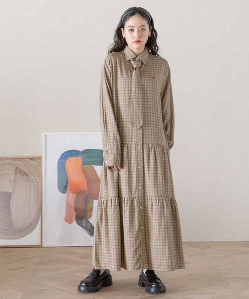 POLO BCS（ポロ ビーシーエス）の「＜POLO BCS/ポロ・ビーシーエス＞別注ネクタイシャツワンピース（ワンピース・レディース・ネイビー/ベージュ・FREE）」の3枚目の写真