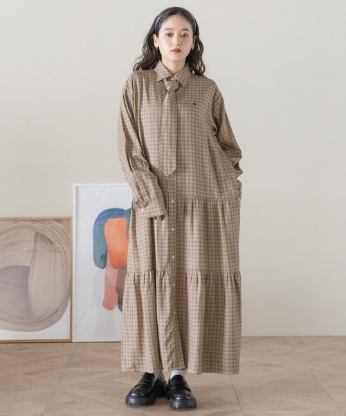 POLO BCS（ポロ ビーシーエス）の「＜POLO BCS/ポロ・ビーシーエス＞別注ネクタイシャツワンピース（ワンピース・レディース・ネイビー/ベージュ・FREE）」の5枚目の写真