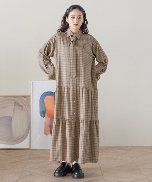 POLO BCS（ポロ ビーシーエス）の「＜POLO BCS/ポロ・ビーシーエス＞別注ネクタイシャツワンピース（ワンピース・レディース・ネイビー/ベージュ・FREE）」の6枚目の写真