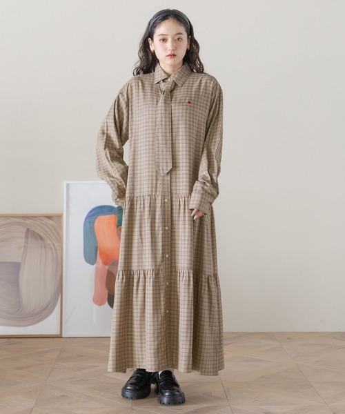 POLO BCS（ポロ ビーシーエス）の「＜POLO BCS/ポロ・ビーシーエス＞別注ネクタイシャツワンピース（ワンピース・レディース・ネイビー/ベージュ・FREE）」の7枚目の写真