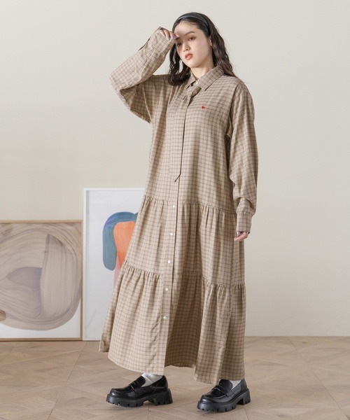 POLO BCS（ポロ ビーシーエス）の「＜POLO BCS/ポロ・ビーシーエス＞別注ネクタイシャツワンピース（ワンピース・レディース・ネイビー/ベージュ・FREE）」の9枚目の写真