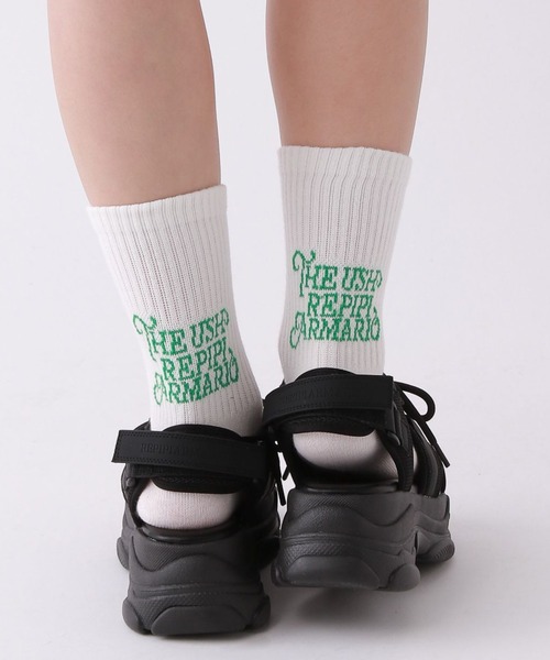 repipi armario（レピピ アルマリオ）の「TheUSHバックロゴソックス（ソックス/靴下・キッズ・ブラック/ブルー/ピンク/ホワイト/グレー・FREE）」の3枚目の写真