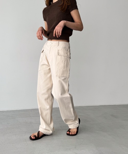 CANAL JEAN（キャナルジーン）の「El mar　ヘリンボーンカーゴパンツ（カーゴパンツ・レディース・カーキ/キナリ・SMALL/MEDIUM/LARGE）」の6枚目の写真