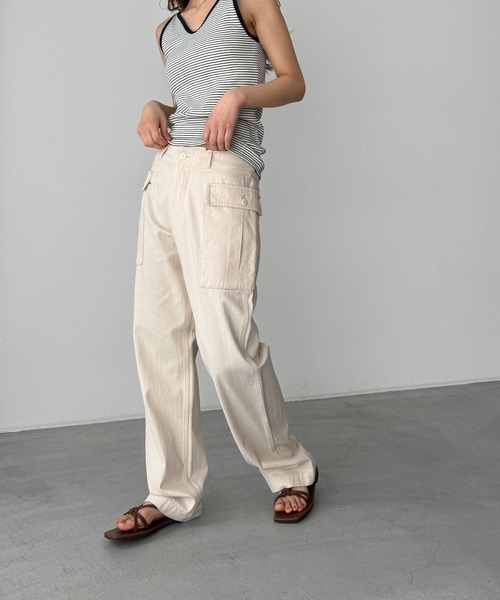 CANAL JEAN（キャナルジーン）の「El mar　ヘリンボーンカーゴパンツ（カーゴパンツ・レディース・カーキ/キナリ・SMALL/MEDIUM/LARGE）」の18枚目の写真