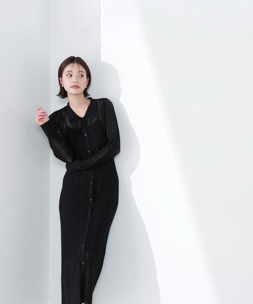 NATURAL BEAUTY BASIC(ナチュラルビューティーベーシック)の「◇透かし編みニットワンピース(ワンピース・レディース・ブラック/オフホワイト/オレンジ・MEDIUM/P/S)」の9枚目の写真