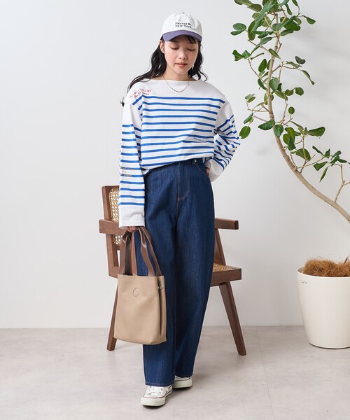 新品 タグ付き　定価17,050円　 ビッグシルエット ボーダー バスクシャツ セール】ビッグシルエット深Vネックボーダー長袖プルオーバー