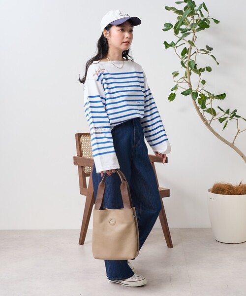 [新品・稀少サイズ5L】23区GOLF UV/吸汗速乾パネルボーダー シャツ セール】パネルボーダー 刺繍 バスクシャツ/ボーダーロンT（Tシャツ