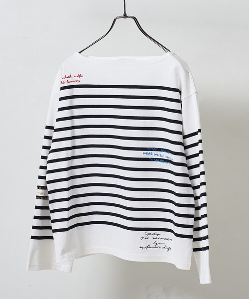 セール】パネルボーダー 刺繍 バスクシャツ/ボーダーロンT（T