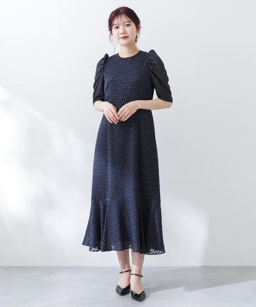 【美品】Chaco×ROSSO オケージョンドレス　フリーサイズ セール】『別注』Chaco×ROSSO カットジャガードドレス（ドレス