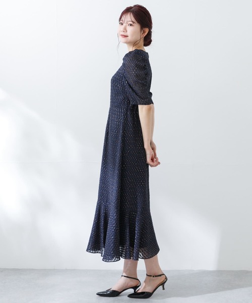 【美品】Chaco×ROSSO オケージョンドレス　フリーサイズ セール】『別注』Chaco×ROSSO カットジャガードドレス（ドレス