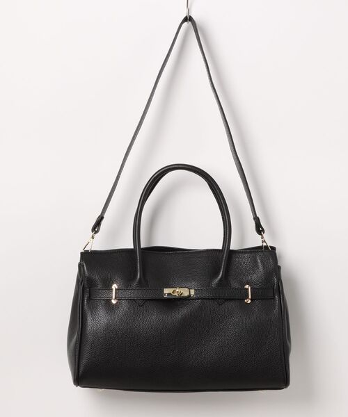 Jines（ジネス）の「2wayレザートートBAG【AULENTTI/オーレンティ】（トートバッグ・レディース・ブラック/グレー・フリー）」の2枚目の写真