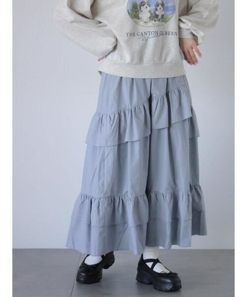 ehka sopo（エヘカソポ）の「フリルティアードスカート（スカート・レディース・ブラック/オフホワイト/グレー・F）」の3枚目の写真