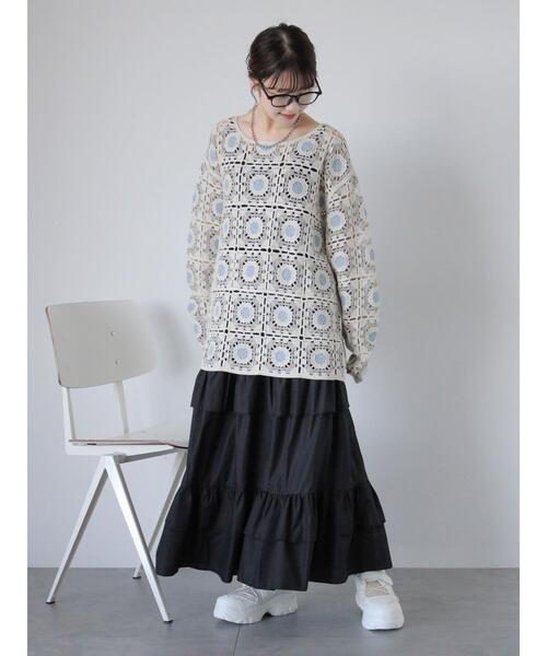 ehka sopo（エヘカソポ）の「フリルティアードスカート（スカート・レディース・ブラック/オフホワイト/グレー・F）」の8枚目の写真