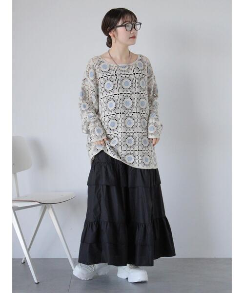 ehka sopo（エヘカソポ）の「フリルティアードスカート（スカート・レディース・ブラック/オフホワイト/グレー・F）」の9枚目の写真