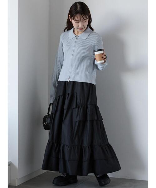 ehka sopo（エヘカソポ）の「フリルティアードスカート（スカート・レディース・ブラック/オフホワイト/グレー・F）」の10枚目の写真