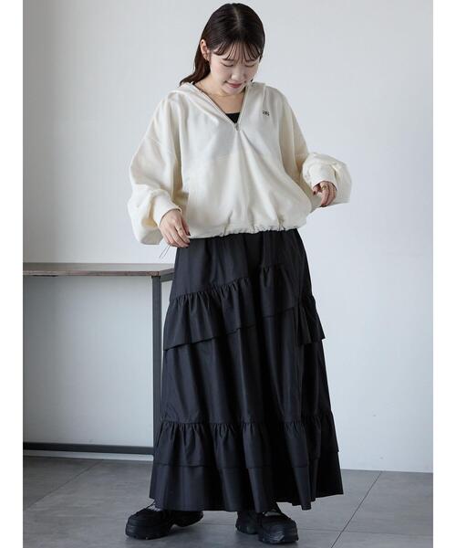 ehka sopo（エヘカソポ）の「フリルティアードスカート（スカート・レディース・ブラック/オフホワイト/グレー・F）」の14枚目の写真