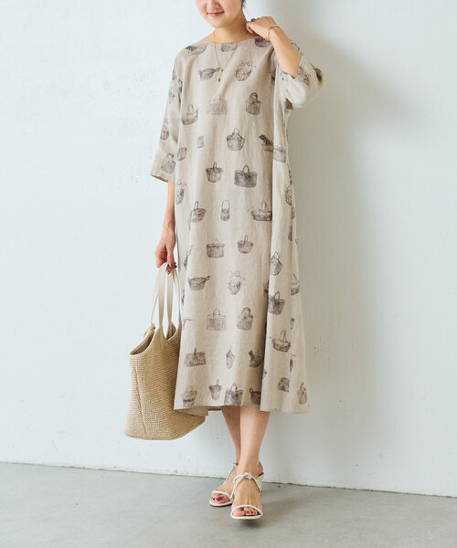 BEARDSLEY（ビアズリー）の「かご柄前後ワンピース（ワンピース・レディース・ベージュ・FREE）」の15枚目の写真