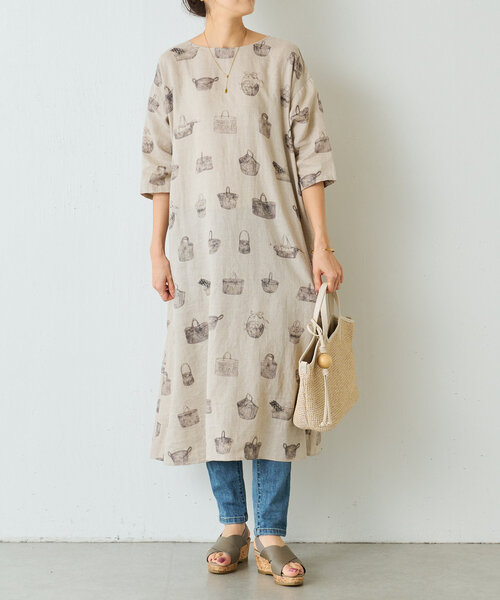 BEARDSLEY（ビアズリー）の「かご柄前後ワンピース（ワンピース・レディース・ベージュ・FREE）」の18枚目の写真