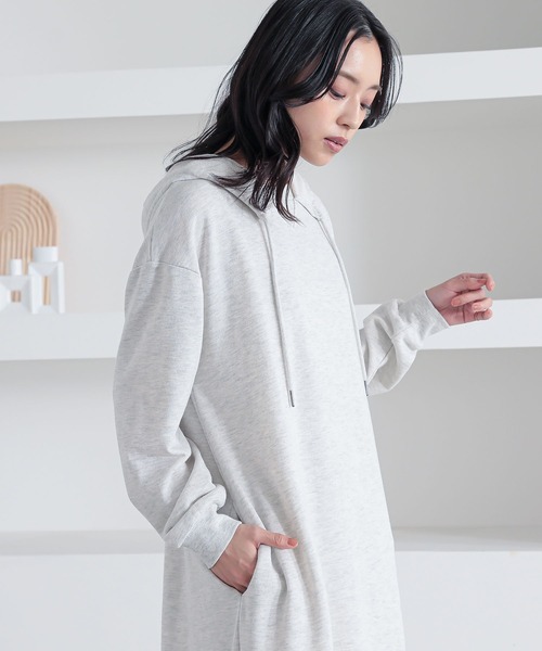 n'OrLABEL(ノアールレーベル)の「裏毛パーカーワンピース(ワンピース・レディース・オートミール/グリーン/ネイビー・2/1)」の21枚目の写真
