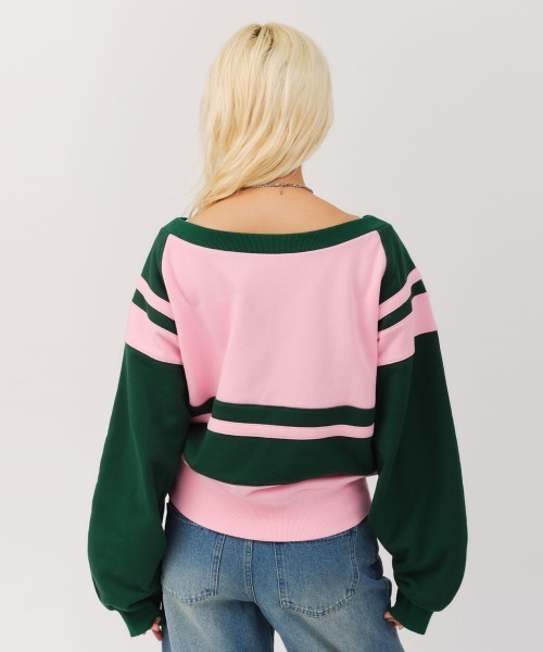 atmos pink(アトモスピンク)の「atmos pink Bell Sleeves Line Sweatshirt / アトモス ピンク ベル スリーブ ライン スウェットシャツ(スウェット・レディース・ブラック/イエロー/ピンク・FREE)」の13枚目の写真