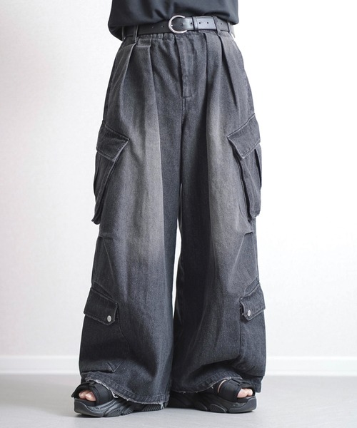 ヴィンテージデザインメニーポケットデニムカーゴパンツ(SETUP着用可能