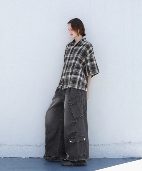 ヴィンテージデザインメニーポケットデニムカーゴパンツ(SETUP着用可能