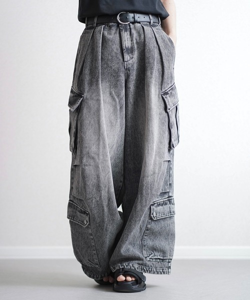 Searoomlyn　デニム　カーゴパンツ SITRY ジーンズ color denim wide cargo pants/カラーデニム