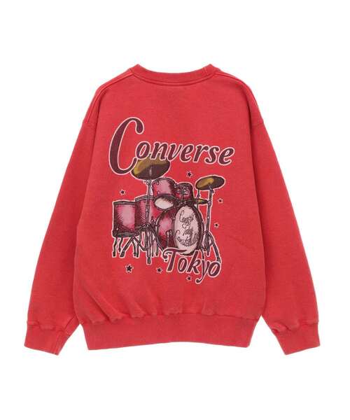 CONVERSE TOKYO（コンバーストウキョウ）の「PIGMENT DYE DRUM LOGO SWEAT（スウェット・レディース・ホワイト/ブラック/レッド・SMALL/MEDIUM）」の5枚目の写真