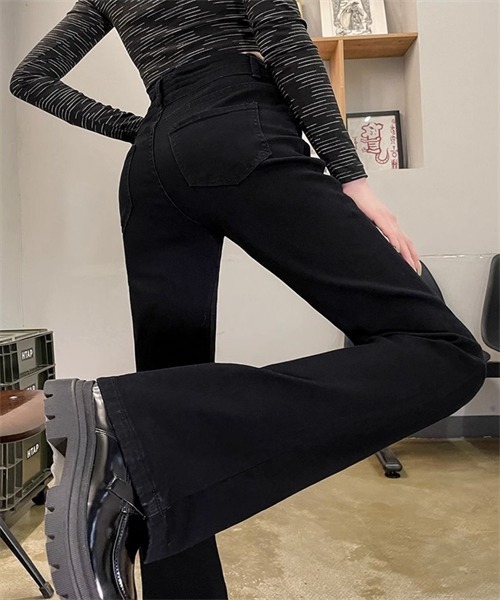 FREE STYLISTS（フリー スタイリスト）の「フレアデニムパンツ ストレッチパンツ（デニムパンツ・レディース・ブルー/ブラック/ライトブラック・S/M/L/2XL/3XL/XS/XL）」の7枚目の写真