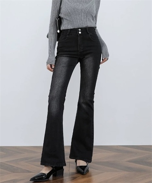 FREE STYLISTS（フリー スタイリスト）の「フレアデニムパンツ ストレッチパンツ（デニムパンツ・レディース・ブルー/ブラック/ライトブラック・S/M/L/2XL/3XL/XS/XL）」の14枚目の写真