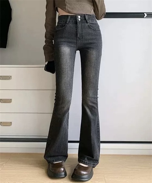 FREE STYLISTS（フリー スタイリスト）の「フレアデニムパンツ ストレッチパンツ（デニムパンツ・レディース・ブルー/ブラック/ライトブラック・S/M/L/2XL/3XL/XS/XL）」の11枚目の写真