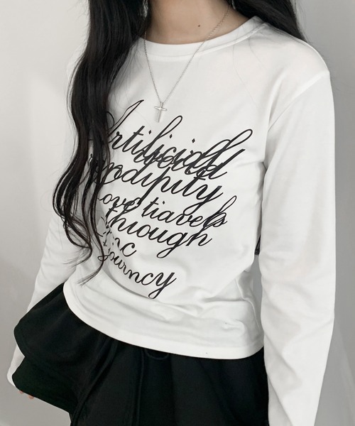 lilful(リルフル)の「レタリングロゴ プリントロンT(Tシャツ/カットソー・レディース・ホワイト/ブラック・L/M)」の20枚目の写真