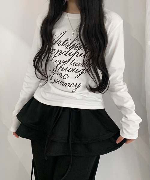 lilful(リルフル)の「レタリングロゴ プリントロンT(Tシャツ/カットソー・レディース・ホワイト/ブラック・L/M)」の21枚目の写真