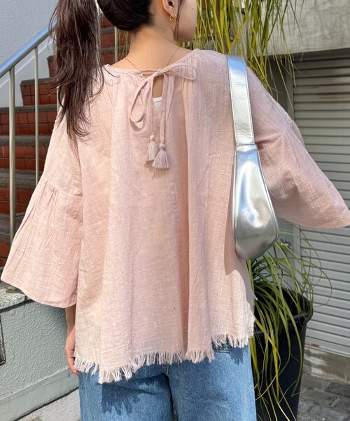 CIAOPANIC TYPY（チャオパニックティピー）の「【India】2WAY綿スラブショルダーレーススキッパーブラウス（シャツ/ブラウス・レディース・ホワイト/ミント/ピンク/ブラック・ONE SIZE）」の5枚目の写真