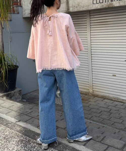 CIAOPANIC TYPY（チャオパニックティピー）の「【India】2WAY綿スラブショルダーレーススキッパーブラウス（シャツ/ブラウス・レディース・ホワイト/ミント/ピンク/ブラック・ONE SIZE）」の8枚目の写真