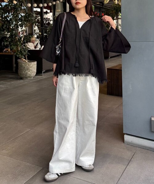 CIAOPANIC TYPY（チャオパニックティピー）の「【India】2WAY綿スラブショルダーレーススキッパーブラウス（シャツ/ブラウス・レディース・ホワイト/ミント/ピンク/ブラック・ONE SIZE）」の10枚目の写真