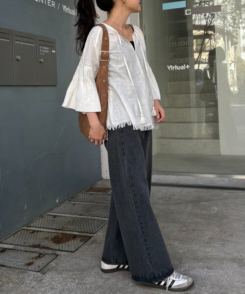 CIAOPANIC TYPY（チャオパニックティピー）の「【India】2WAY綿スラブショルダーレーススキッパーブラウス（シャツ/ブラウス・レディース・ホワイト/ミント/ピンク/ブラック・ONE SIZE）」の19枚目の写真