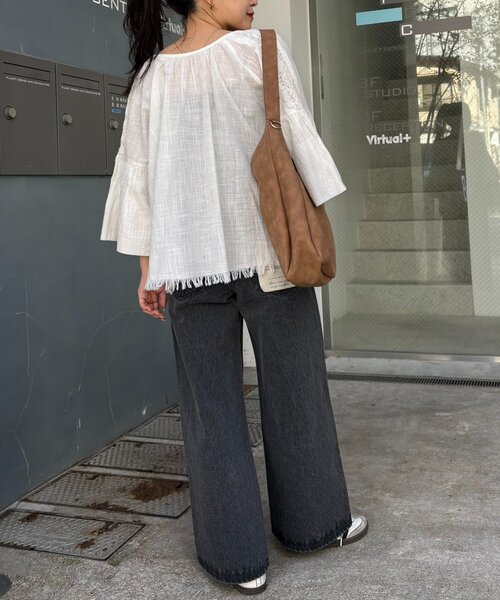 CIAOPANIC TYPY（チャオパニックティピー）の「【India】2WAY綿スラブショルダーレーススキッパーブラウス（シャツ/ブラウス・レディース・ホワイト/ミント/ピンク/ブラック・ONE SIZE）」の20枚目の写真