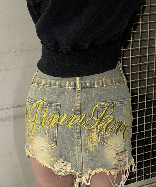 .KOM(ドットコム)の「A'GEM/9 × .kom 『.KOM/ドットケーオーエム』 ダメージデニムミニスカート(スカート・レディース・A・M/S)」の1枚目の写真