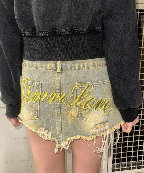 .KOM(ドットコム)の「A'GEM/9 × .kom 『.KOM/ドットケーオーエム』 ダメージデニムミニスカート(スカート・レディース・A・M/S)」の3枚目の写真