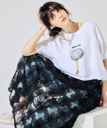 tシャツ BLACK SCORE × DRESSLAVE / 20th bell cat tee(アニバーサリー ベルキャットミドリフ丈Tシャツ BS DRESSLAVE｜ドレスレイブのTシャツ/カットソー（前面プリント